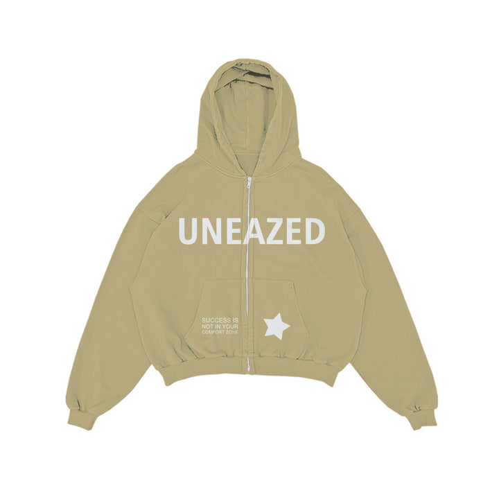 Beige Breaking the Cycle Zip Up Hoodie - Uneazed