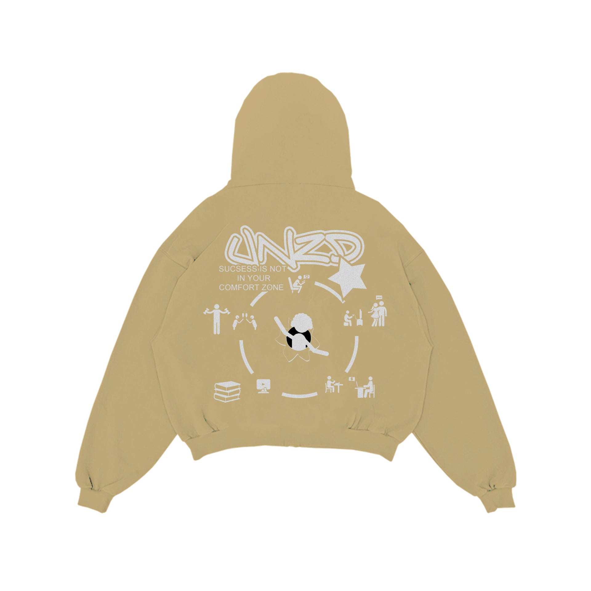 Beige Breaking the Cycle Zip Up Hoodie