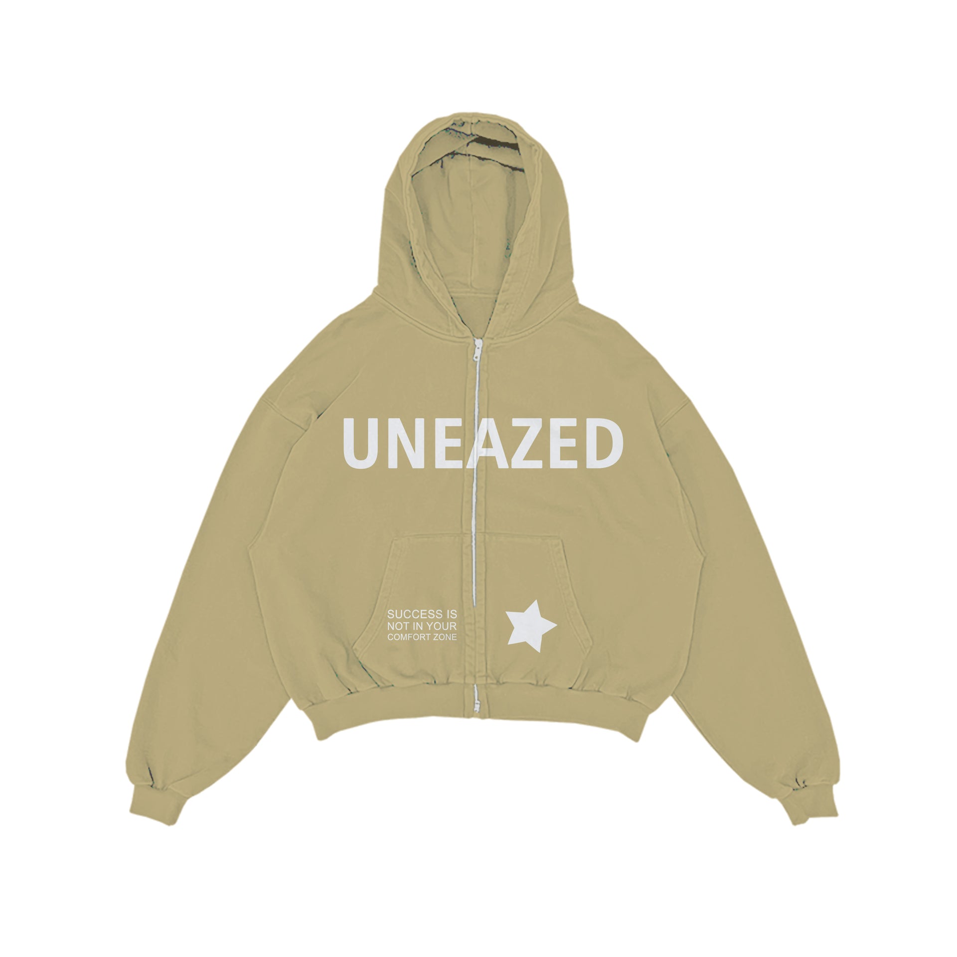 Beige Breaking the Cycle Zip Up Hoodie