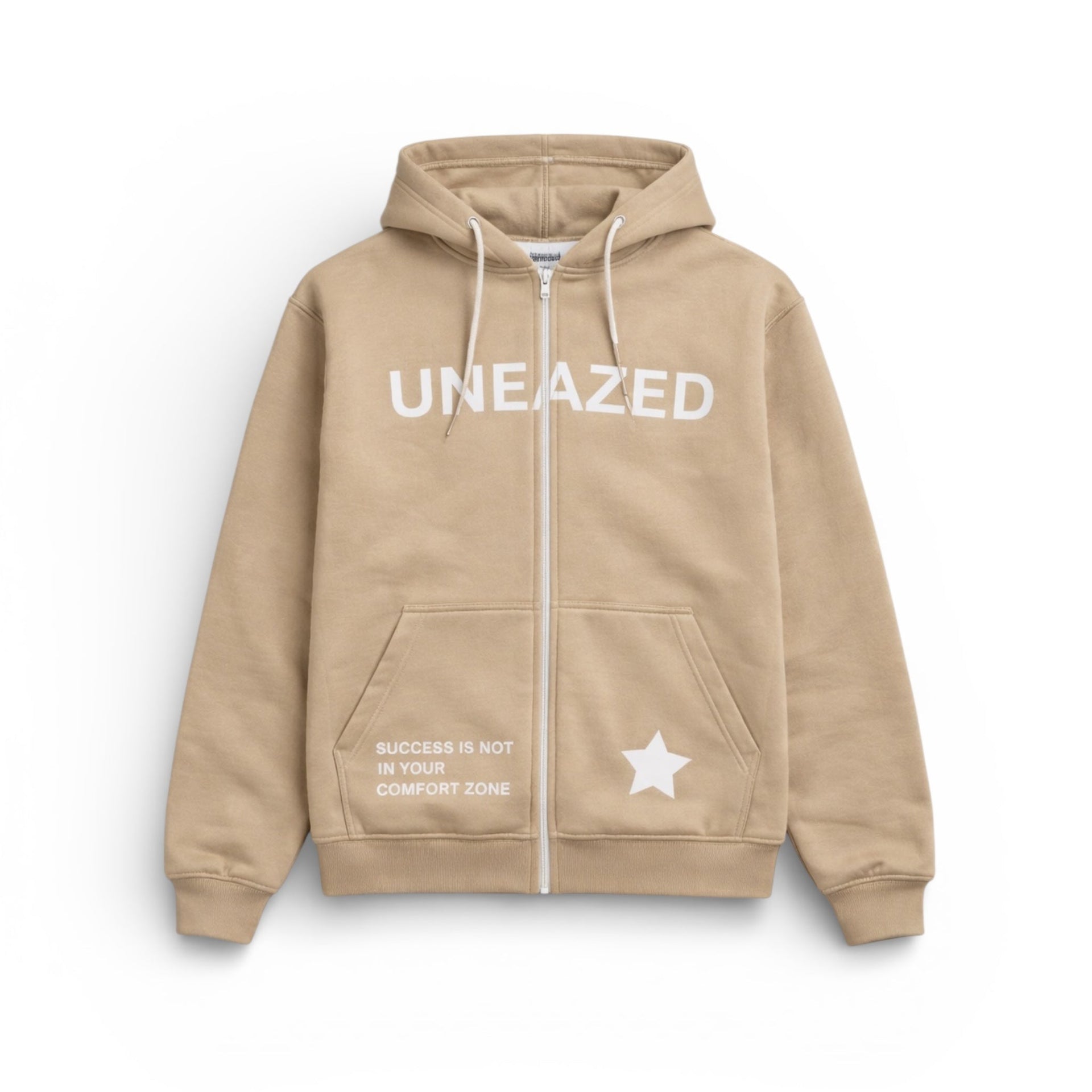 Beige Breaking the Cycle Zip Up Hoodie - Uneazed