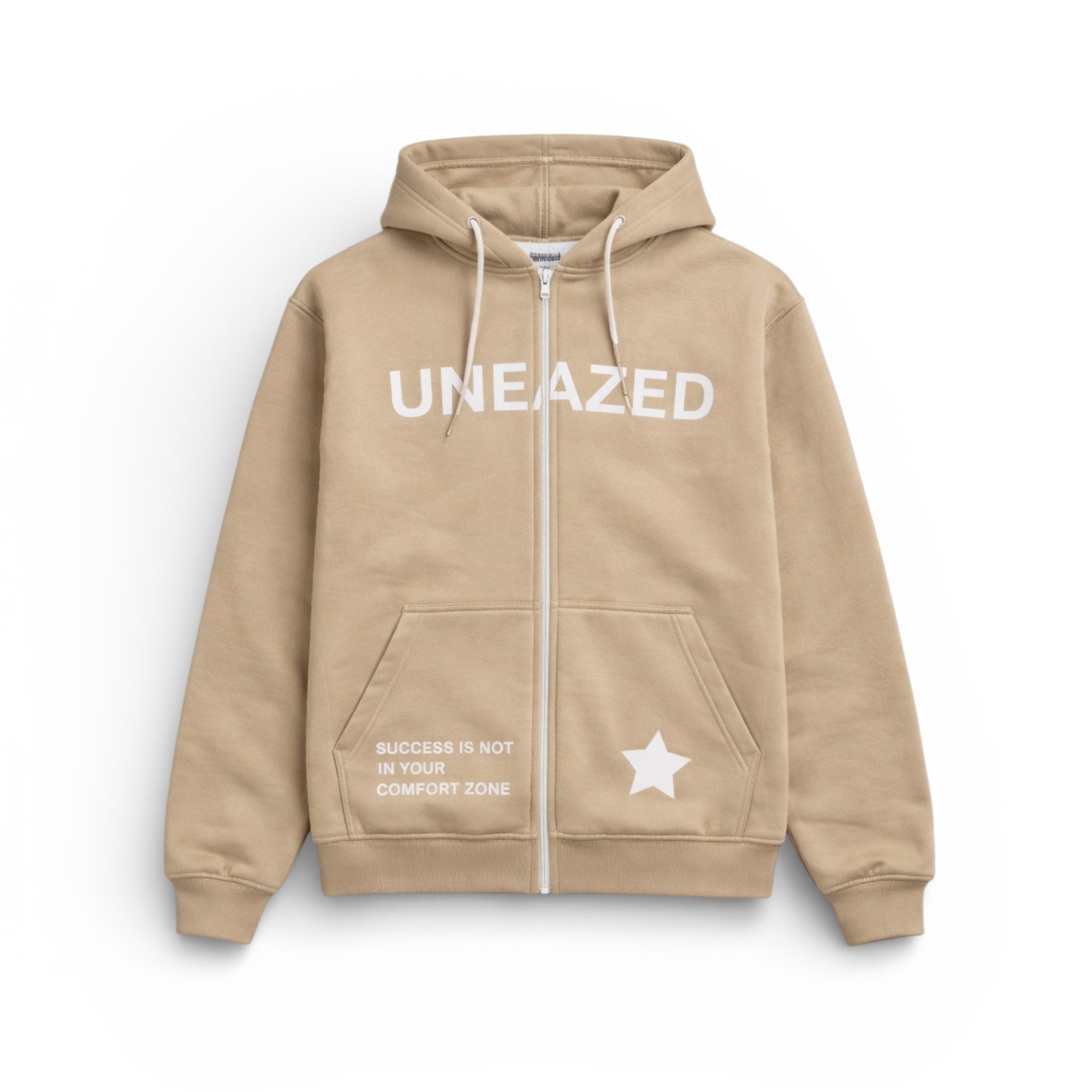 Beige Breaking the Cycle Zip Up Hoodie - Uneazed