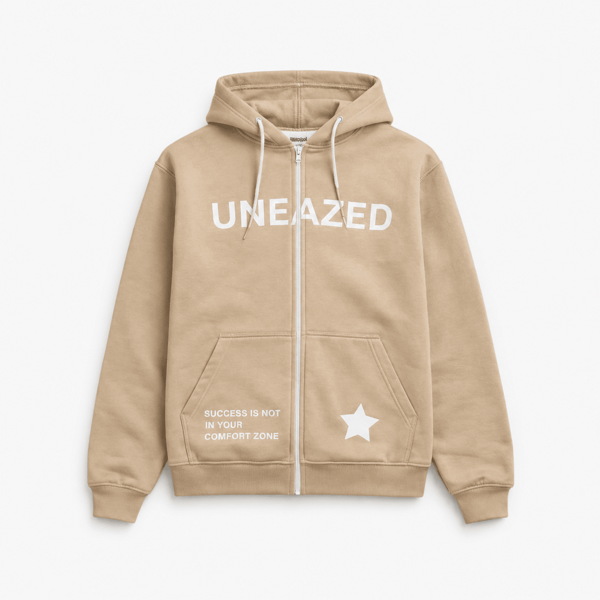 Beige Breaking the Cycle Zip Up Hoodie - Uneazed