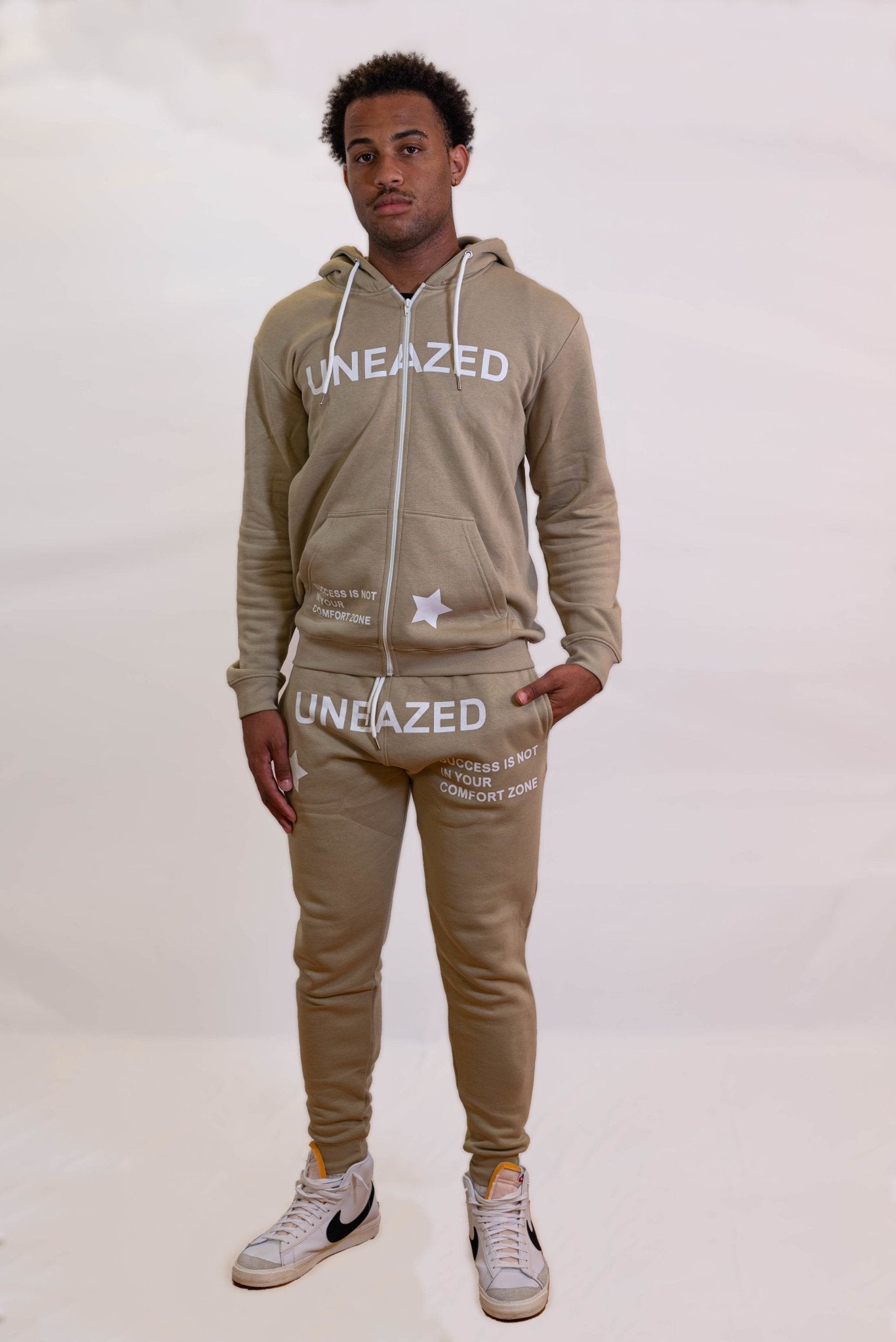 Beige Breaking the Cycle Zip Up Hoodie - Uneazed